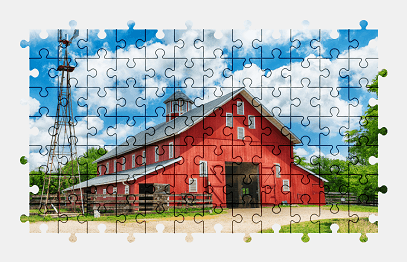 Jigsaw puzzle online red,barn,building,colorful,farm,architecture