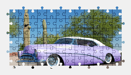 Jigsaw puzzle online purple,buick,car,colorful,vehicle,cactus
