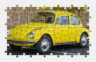 Jigsaw puzzle online volkswagen,beetle,car,colorful,yellow