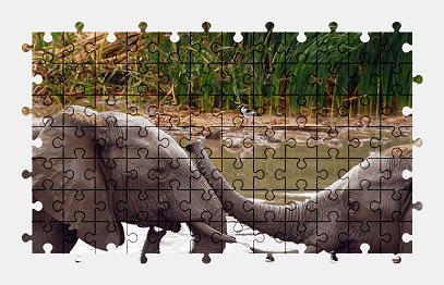 Jigsaw puzzle online africa,elephant,animal,water,nature