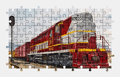 Jigsaw puzzle online locomotive,vehicle,colorful,train,painting