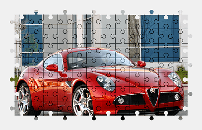 Jigsaw puzzle online red,alfa-romeo,sports-car,car,vehicle,colorful