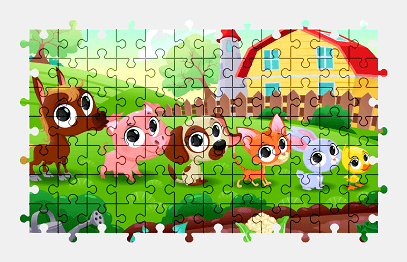 Jigsaw puzzle online farm,animal,cartoon,illustration,colorful