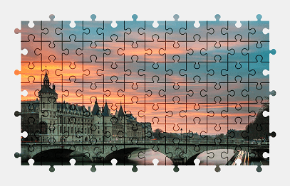 Jigsaw puzzle online architecture,building,bridge,city,sunset,paris,france