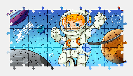 Jigsaw puzzle online cartoon,astronaut,colorful,space,planet