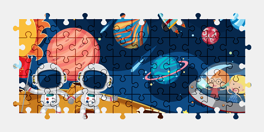 Jigsaw puzzle online astronaut,illustration,space,planet,colorful