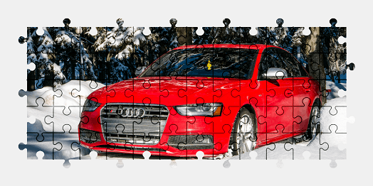 Jigsaw puzzle online red,audi,car,vehicle,snow,winter,colorful