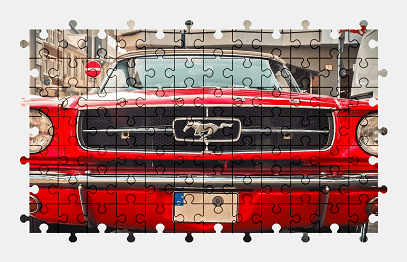 Jigsaw puzzle online red,ford,mustang,car,oldtimer,vehicle,colorful