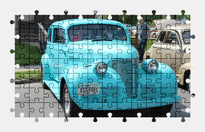 Jigsaw puzzle online blue,vehicle,car,old,chevrolet