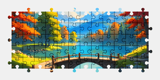 Jigsaw puzzle online autumn,landscape,nature,colorful,painting,mountains,fantasy