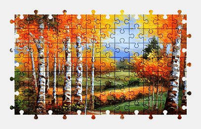 Jigsaw puzzle online autumn,painting,tree,colorful,art