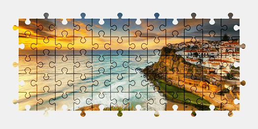 Jigsaw puzzle online town,portugal,beach,seascape,colorful