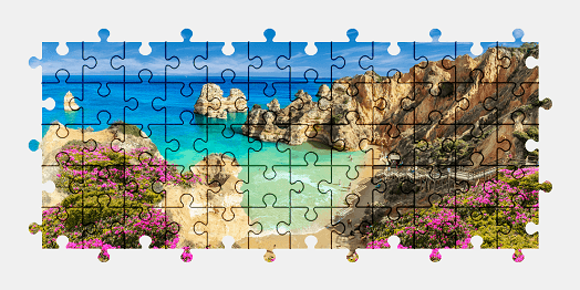 Jigsaw puzzle online beach,portugal,colorful,landscape,nature