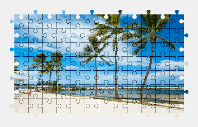Jigsaw puzzle online beach,palm-tree,nature,colorful