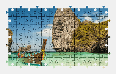 Jigsaw puzzle online beach,boat,island,ocean,nature,thailand