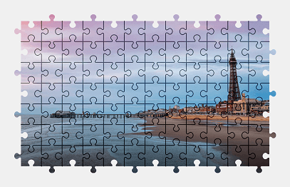 Jigsaw puzzle online tower,beach,town,england,building,landscape,nature