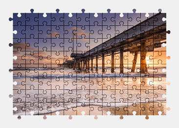 Jigsaw puzzle online pier,sunset,beach,ocean,sea,sand,nature,colorful,seascape