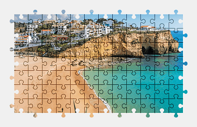 Jigsaw puzzle online beach,portugal,town,landscape,colorful
