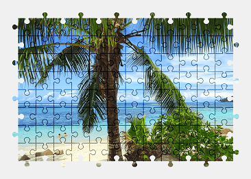Jigsaw puzzle online beach,sand,nature,ocean,palm-tree,africa,colorful