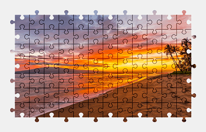 Jigsaw puzzle online beach,sunset,hawaii,usa,nature,colorful