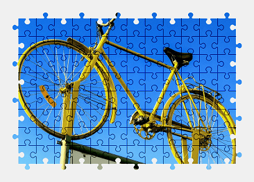 Jigsaw puzzle online yellow,bicycle,bike,vehicle,sky,colorful