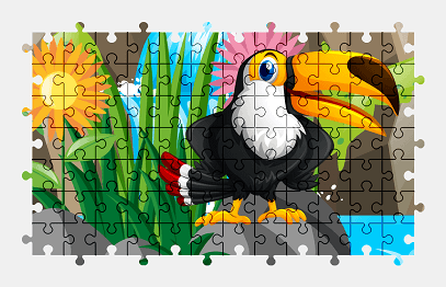 Jigsaw puzzle online toucan,illustration,bird,animal,nature,cute,adorable,colorful