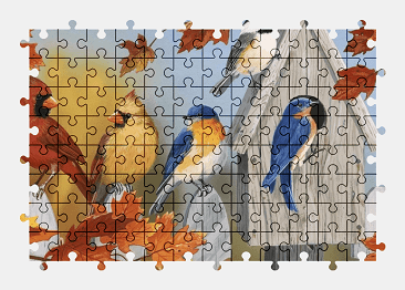 Jigsaw puzzle online bird,painting,animal,colorful,autumn