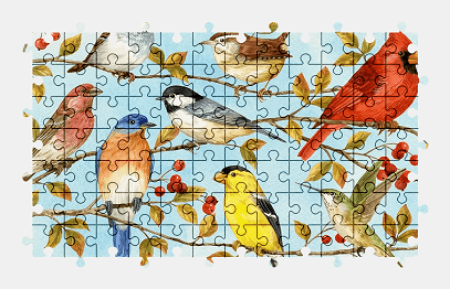 Jigsaw puzzle online bird,painting,animal,nature,colorful
