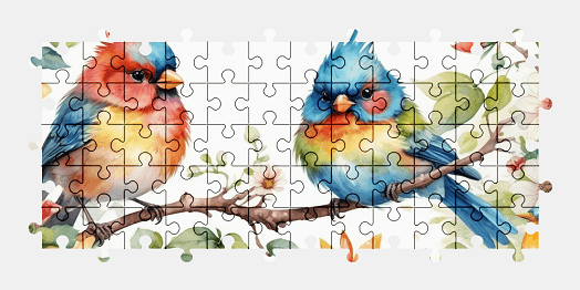 Jigsaw puzzle online bird,painting,colorful,flower,animal