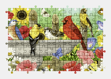 Jigsaw puzzle online bird,painting,animal,colorful,flower,nature