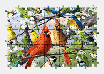 Jigsaw puzzle online bird,animal,painting,nature,flower,art,colorful