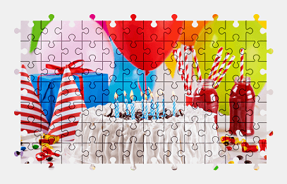 Jigsaw puzzle online cake,dessert,food,colorful,balloon
