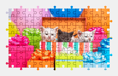 Jigsaw puzzle online kitten,balloon,cat,colorful