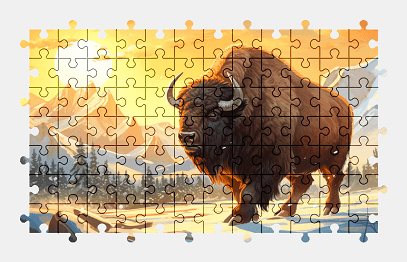 Jigsaw puzzle online animal,nature,snow,mountains,art,colorful
