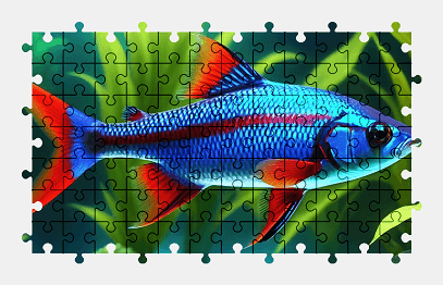Jigsaw puzzle online blue,fish,animal,colorful