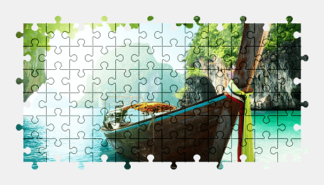 Jigsaw puzzle online boat,island,thailand,colorful,nature