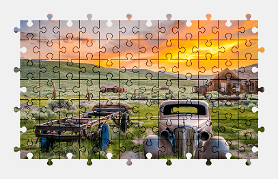 Jigsaw puzzle online town,california,nature,colorful,car,sunset,usa