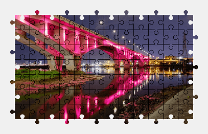 Jigsaw puzzle online bridge,river,night,city,colorful