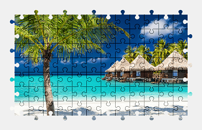 Jigsaw puzzle online house,building,beach,palm-tree,tropical,nature
