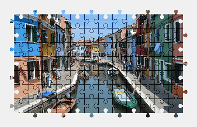 Jigsaw puzzle online italy,burano,boat,house,street