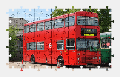 Jigsaw puzzle online red,bus,vehicle,colorful