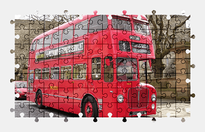 Jigsaw puzzle online red,bus,vehicle