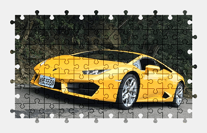 Jigsaw puzzle online yellow,lamborghini,sports-car,car,vehicle,road,colorful