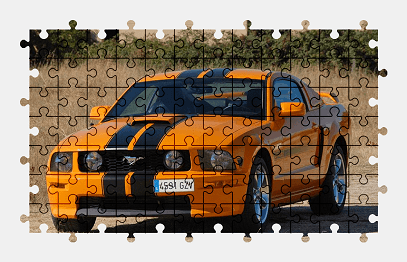 Jigsaw puzzle online orange,ford,mustang,car,vehicle,sports-car