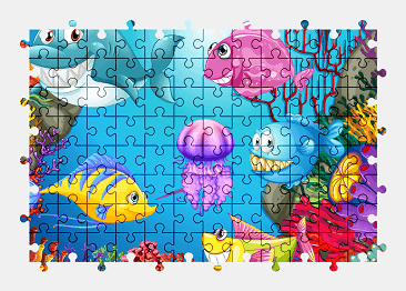 Jigsaw puzzle online cartoon,sea,animal,fish,underwater