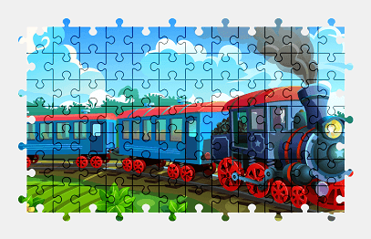 Jigsaw puzzle online cartoon,train,vehicle,colorful,railway