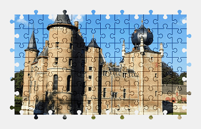 Jigsaw puzzle online castle,belgium,building,architecture,water,sky,colorful