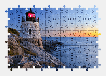 Jigsaw puzzle online lighthouse,usa,island,sunrise,colorful