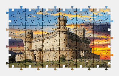 Jigsaw puzzle online castle,spain,palace,fortress,architecture,building,colorful,sunset