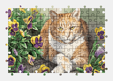 Jigsaw puzzle online cat,flower,painting,animal,nature,colorful